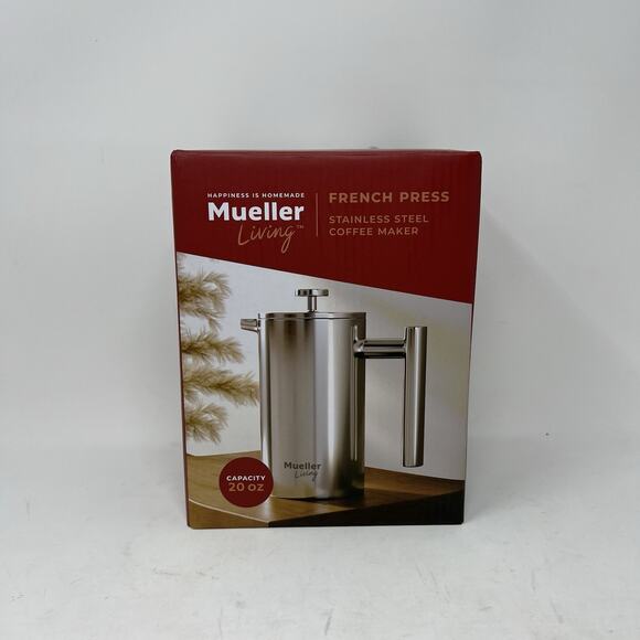 NEW Mueller French Press Stainless Steel Coffee Maker 20 Oz - Picture 1 of 3